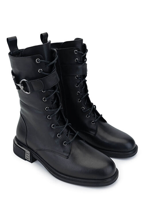 Tamer Tanca Kadın Hakiki Deri Siyah Deri Casual Bot - Görsel 3