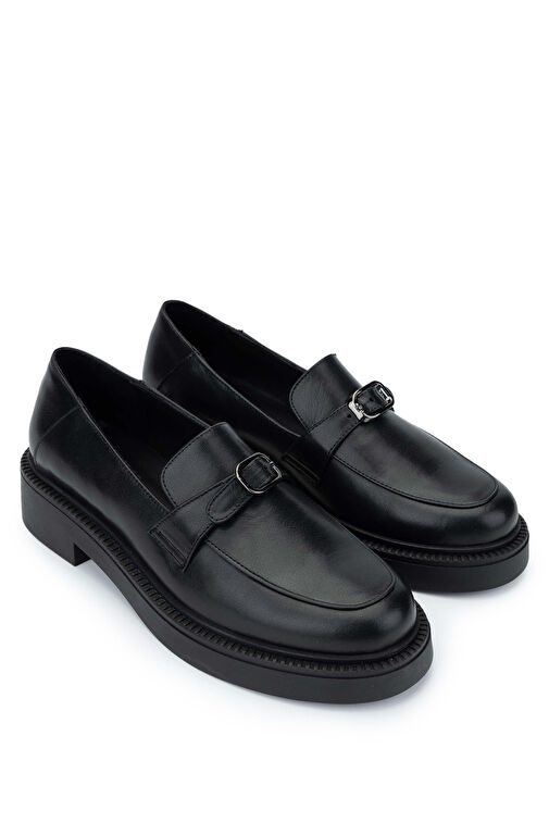 Tamer Tanca Kadın Hakiki Deri Siyah Deri Loafer Ayakkabı - Görsel 3