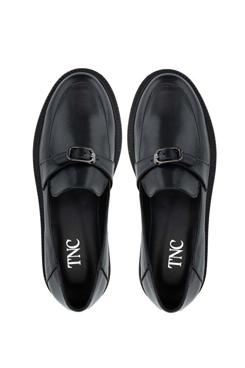 Tamer Tanca Kadın Hakiki Deri Siyah Deri Loafer Ayakkabı - Görsel 6