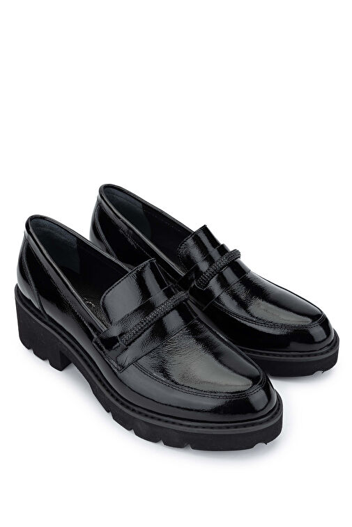 Tamer Tanca Kadın Hakiki Deri Siyah Rugan Loafer Ayakkabı - Görsel 3