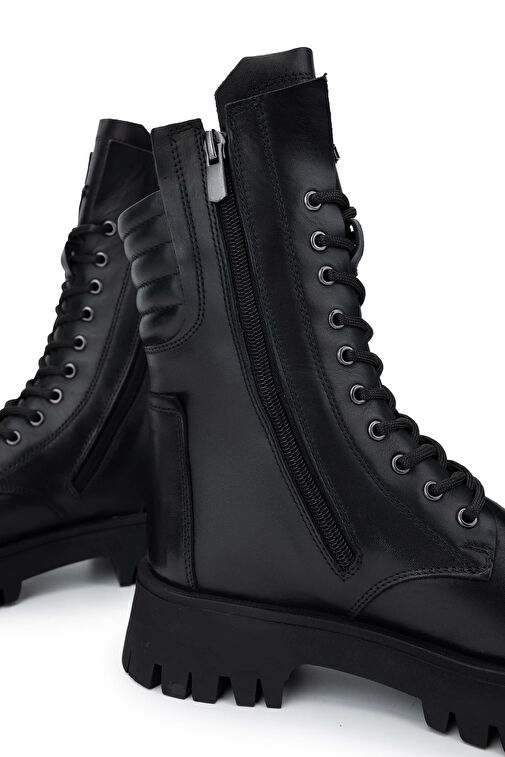 Tamer Tanca Kadın Hakiki Deri Siyah Deri Casual Bot - Görsel 5