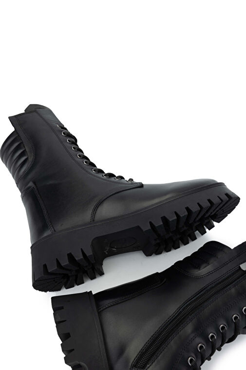 Tamer Tanca Kadın Hakiki Deri Siyah Deri Casual Bot - Görsel 6