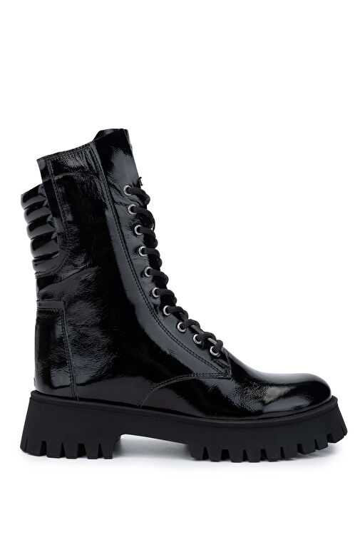 Tamer Tanca Kadın Hakiki Deri Siyah Rugan Casual Bot - Görsel 2