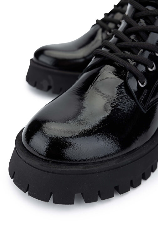 Tamer Tanca Kadın Hakiki Deri Siyah Rugan Casual Bot - Görsel 4