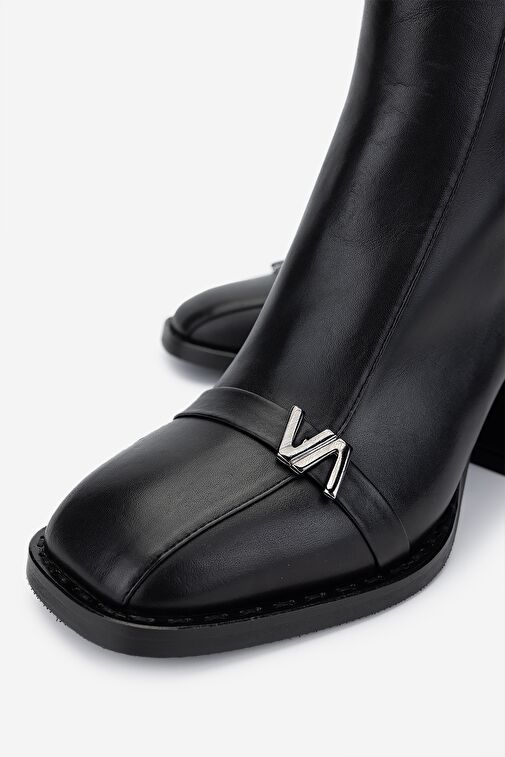 Valmenti Kadın . Siyah Deri Topuklu Bot - Görsel 4