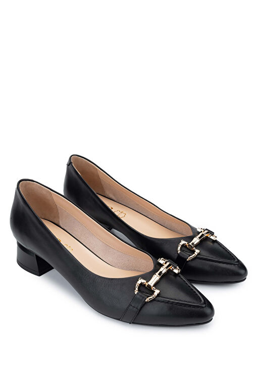 Tamer Tanca Siyah Kadın Deri Topuklu Ayakkabı 1055 2469-1 BN AYK SK24-25 - Görsel 3