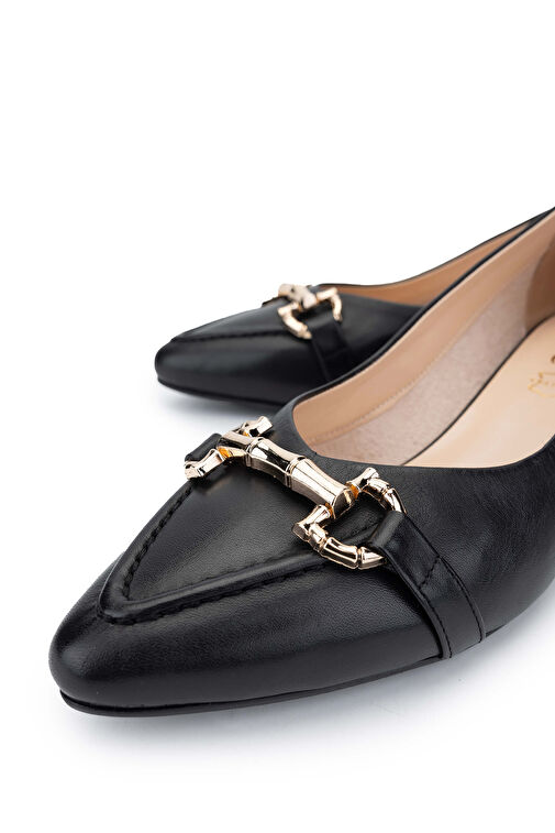 Tamer Tanca Siyah Kadın Deri Topuklu Ayakkabı 1055 2469-1 BN AYK SK24-25 - Görsel 4