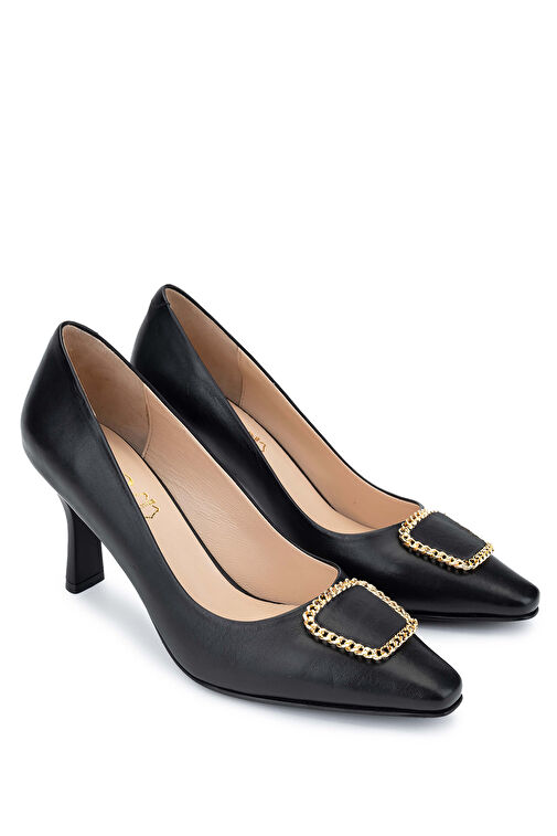 Tamer Tanca Siyah Kadın Deri Stiletto 1055 2389 BN AYK SK24-25 - Görsel 3