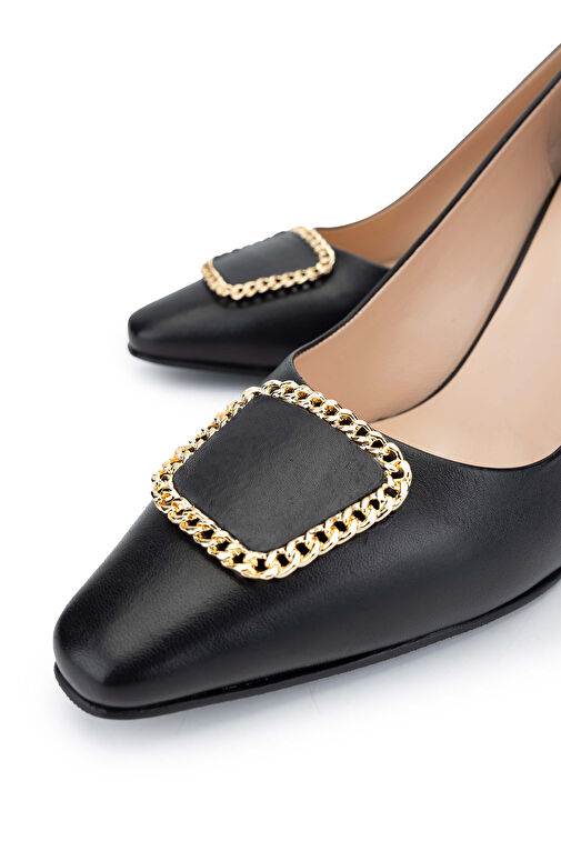 Tamer Tanca Siyah Kadın Deri Stiletto 1055 2389 BN AYK SK24-25 - Görsel 4