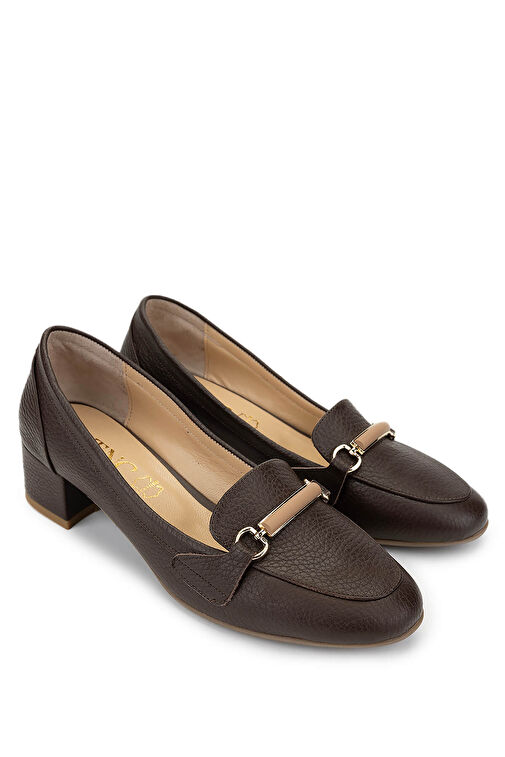 Tamer Tanca Kadın Hakiki Deri Kahverengi Topuklu Ayakkabı - Görsel 3