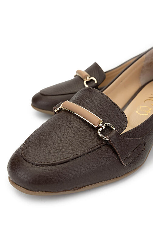 Tamer Tanca Kadın Hakiki Deri Kahverengi Topuklu Ayakkabı - Görsel 4