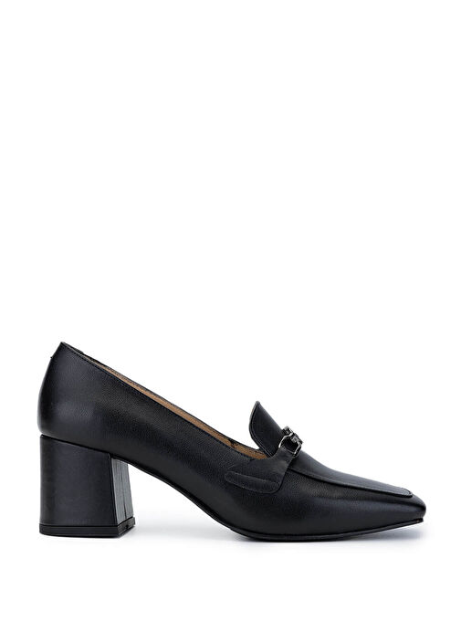 Tamer Tanca Kadın Hakiki Deri Siyah Deri Topuklu Ayakkabı - Görsel 2