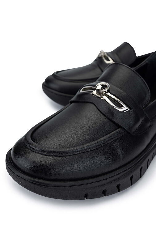 Tamer Tanca Kadın Hakiki Deri Siyah Deri Loafer Ayakkabı - Görsel 4