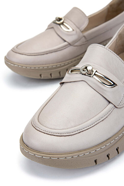 Tamer Tanca Kadın Hakiki Deri Bej Loafer Ayakkabı - Görsel 5