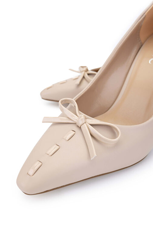 Tamer Tanca Kadın Hakiki Deri Bej Topuklu Ayakkabı - Görsel 4