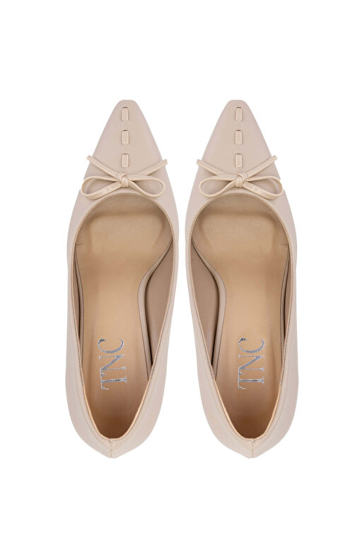 Tamer Tanca Kadın Hakiki Deri Bej Topuklu Ayakkabı - Görsel 6