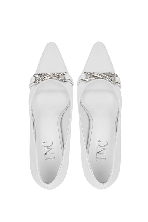 Tamer Tanca Kadın Hakiki Deri Beyaz Topuklu Ayakkabı - Görsel 6