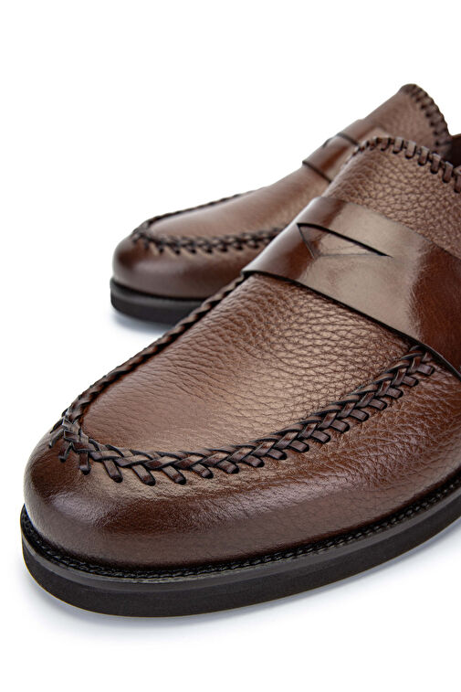 Tamer Tanca Erkek Hakiki Deri Taba Loafer Ayakkabı - Görsel 5