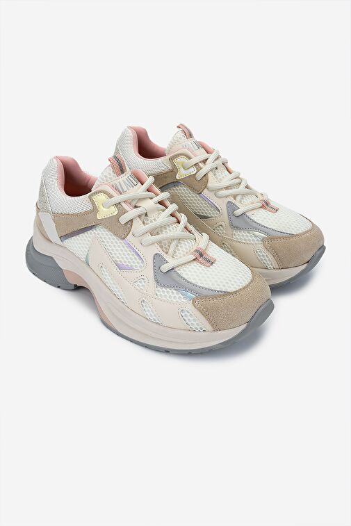 Valmenti Gri-Beyaz Kadın Süet - Kumaş Sneaker 936 30170 BN AYK SK24-25 - Görsel 3