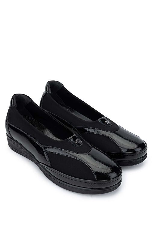 Tamer Tanca Kadın Hakiki Deri Siyah Rugan Casual Ayakkabı - Görsel 3