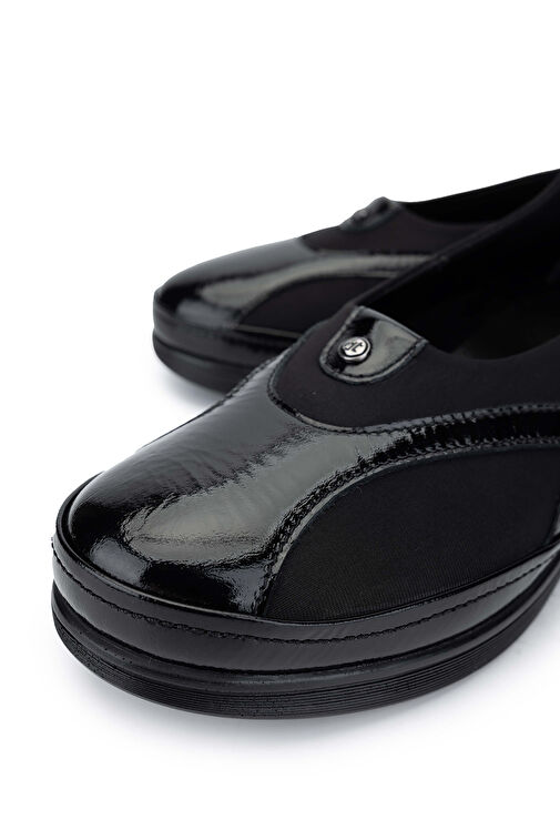 Tamer Tanca Kadın Hakiki Deri Siyah Rugan Casual Ayakkabı - Görsel 4