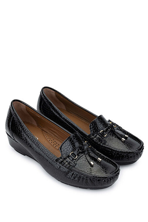 Tamer Tanca Kadın Hakiki Deri Siyah Loafer Ayakkabı - Görsel 3