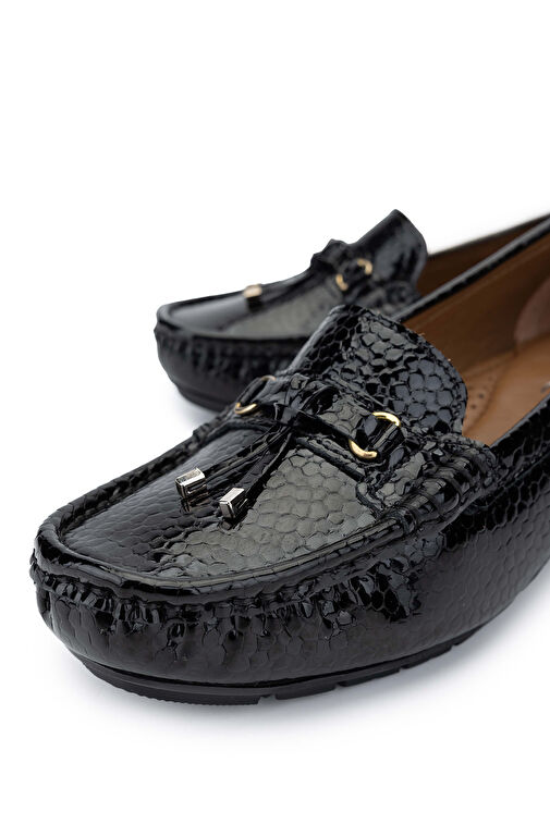 Tamer Tanca Kadın Hakiki Deri Siyah Loafer Ayakkabı - Görsel 5