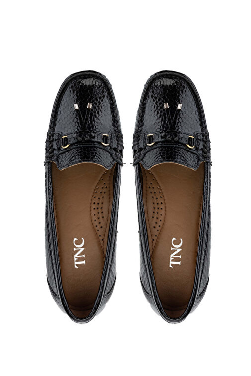 Tamer Tanca Kadın Hakiki Deri Siyah Loafer Ayakkabı - Görsel 4