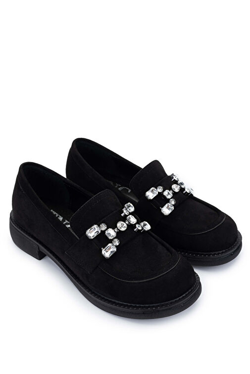 Tamer Tanca Kadın Hakiki Deri Siyah Süet Loafer Ayakkabı - Görsel 3