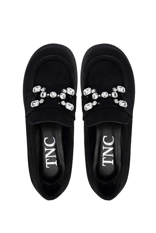 Tamer Tanca Kadın Hakiki Deri Siyah Süet Loafer Ayakkabı - Görsel 6