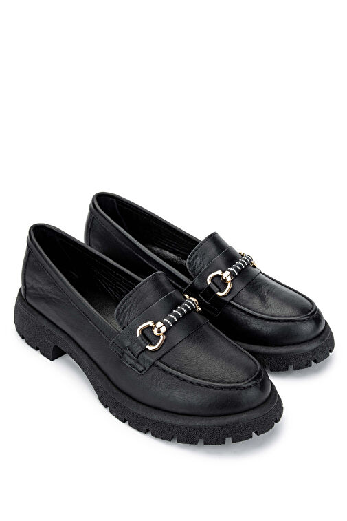 Tamer Tanca Kadın Hakiki Deri Siyah Deri Loafer Ayakkabı - Görsel 3