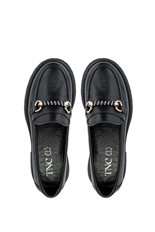 Tamer Tanca Kadın Hakiki Deri Siyah Deri Loafer Ayakkabı - Görsel 4