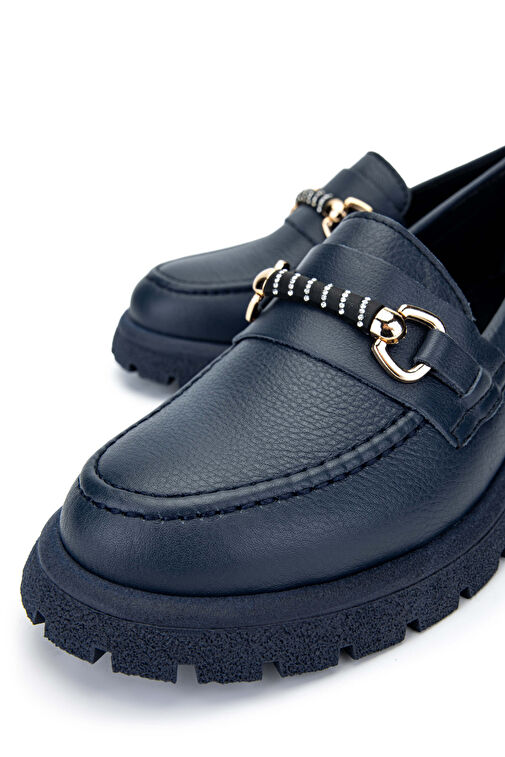 Tamer Tanca Kadın Hakiki Deri Lacivert Loafer Ayakkabı - Görsel 5