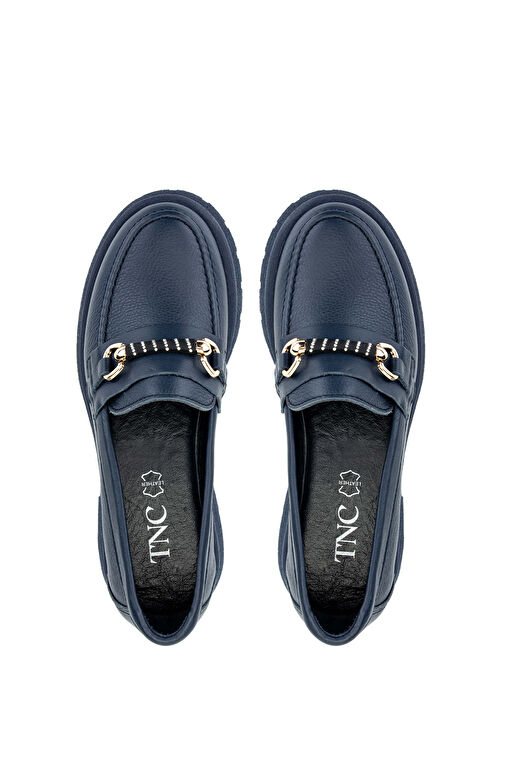 Tamer Tanca Kadın Hakiki Deri Lacivert Loafer Ayakkabı - Görsel 4