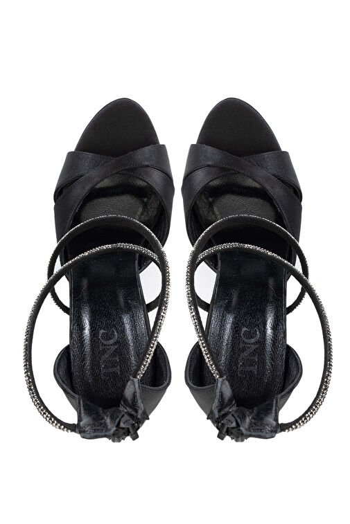 Tamer Tanca Kadın Hakiki Deri Siyah Saten Topuklu Ayakkabı - Görsel 6