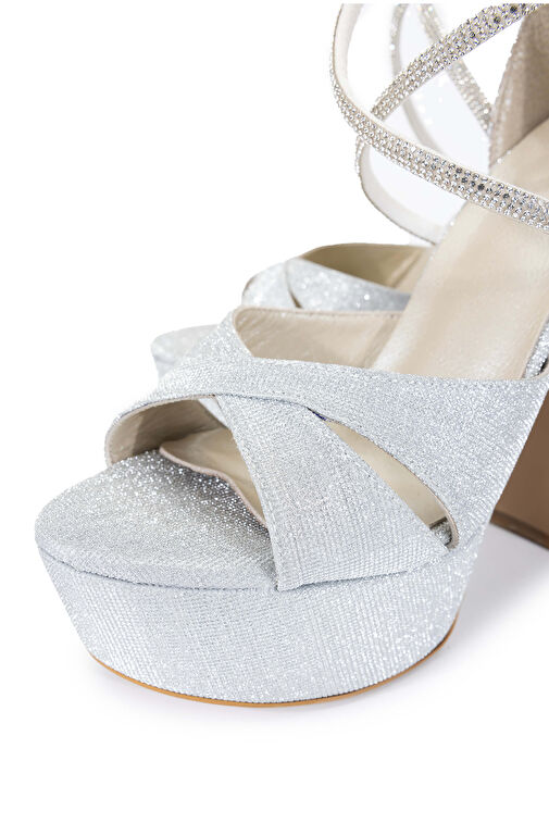 Tamer Tanca Kadın Hakiki Deri Gri Topuklu Ayakkabı - Görsel 4