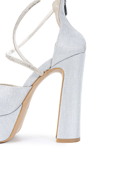 Tamer Tanca Kadın Hakiki Deri Gri Topuklu Ayakkabı - Görsel 5