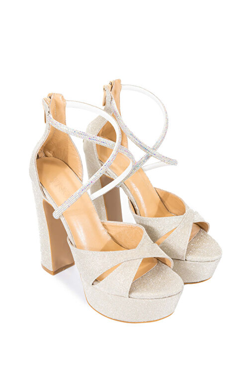 Tamer Tanca Kadın Hakiki Deri Altın Topuklu Ayakkabı - Görsel 3