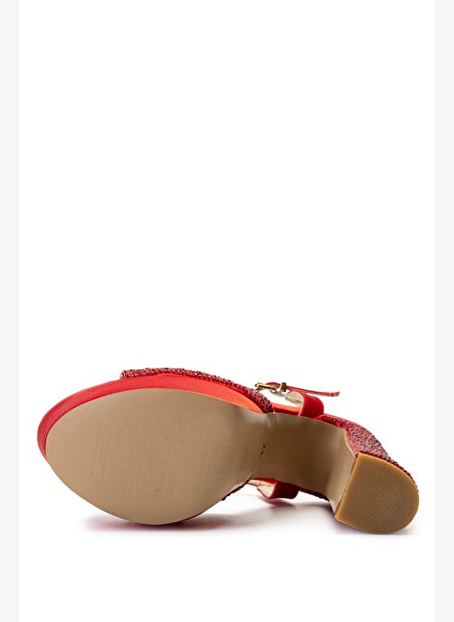 Tamer Tanca Kadın Suni Deri Kırmızı Topuklu Ayakkabı - Görsel 4