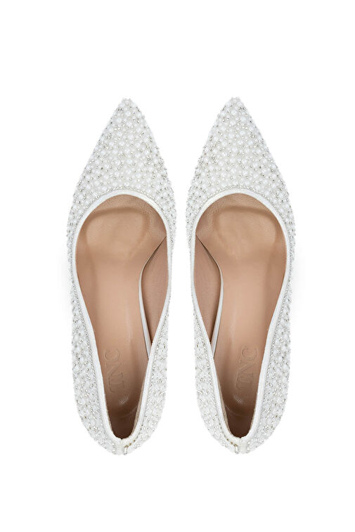 Tamer Tanca Tamer Tanca Kadın Suni Deri Beyaz Sedef Topuklu Ayakkabı Boyner'de! Beyaz - 7. görsel