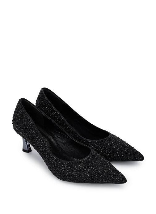 Tamer Tanca Kadın Suni Deri Siyah Topuklu Ayakkabı - Görsel 3