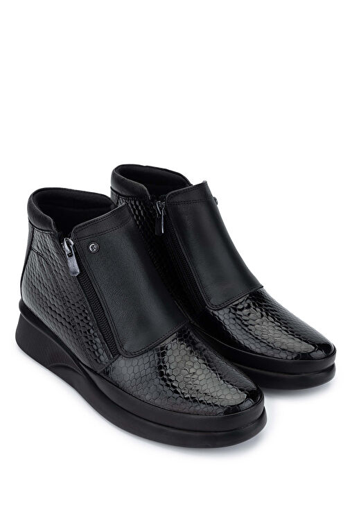 Tamer Tanca Kadın Hakiki Deri Siyah Kroko Casual Bot - Görsel 3