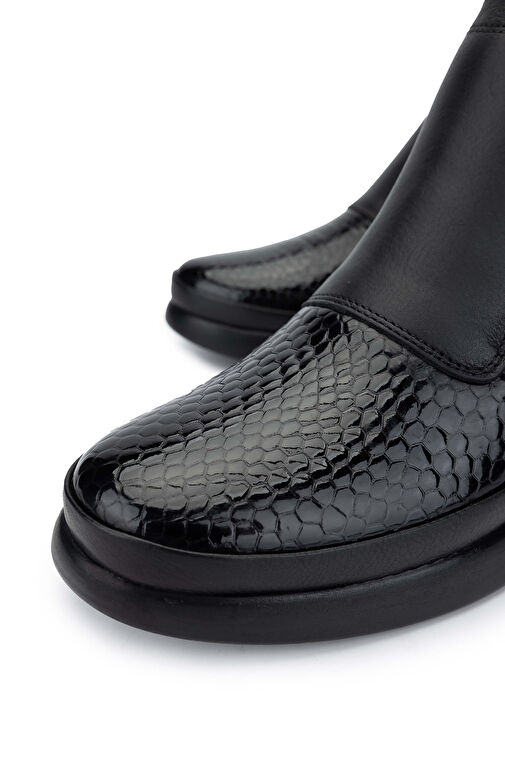 Tamer Tanca Kadın Hakiki Deri Siyah Kroko Casual Bot - Görsel 4