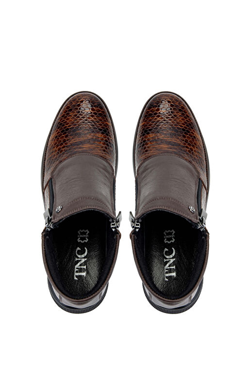 Tamer Tanca Kadın Hakiki Deri Kahverengi Kroko Casual Bot - Görsel 6