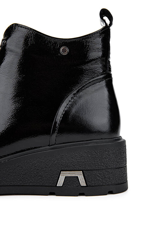 Tamer Tanca Kadın Hakiki Deri Siyah Rugan Casual Bot - Görsel 5