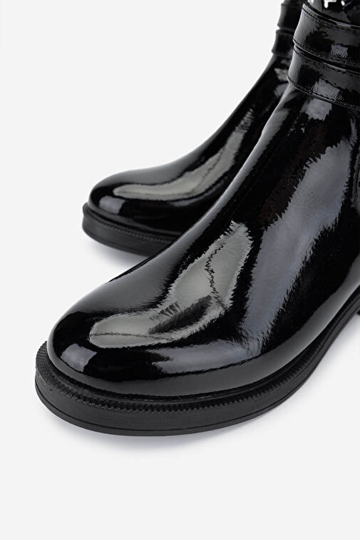 Tamer Tanca Kadın Suni Deri Siyah Rugan Casual Çizme - Görsel 4