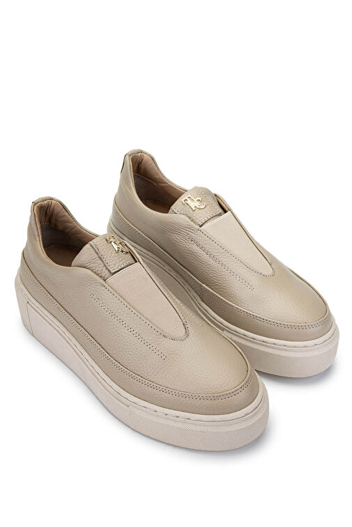 Tamer Tanca Kadın Hakiki Deri Bej Sneakers & Spor Ayakkabı - Görsel 3