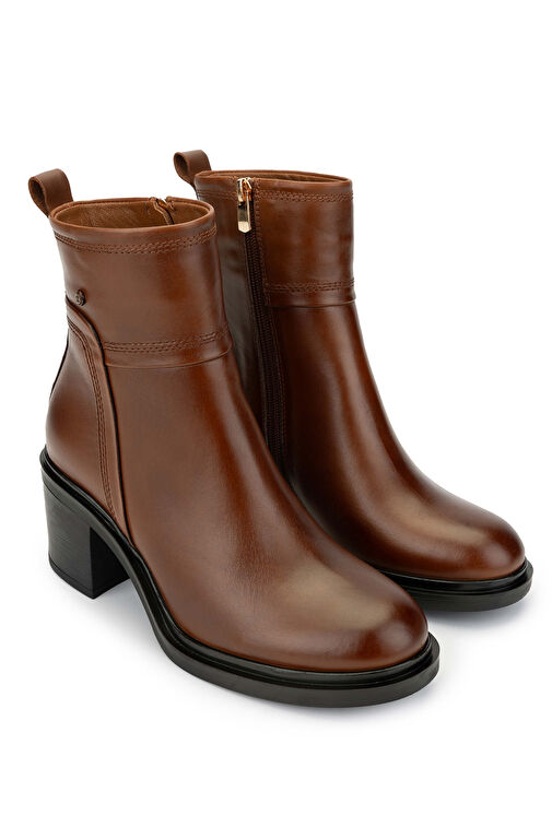 Tamer Tanca Kadın Hakiki Deri Taba Deri Topuklu Bot - Görsel 3