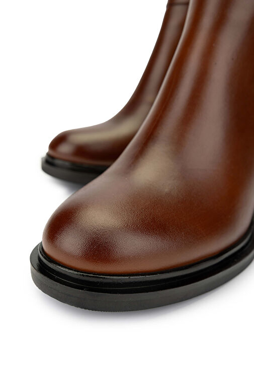 Tamer Tanca Kadın Hakiki Deri Taba Deri Topuklu Bot - Görsel 4