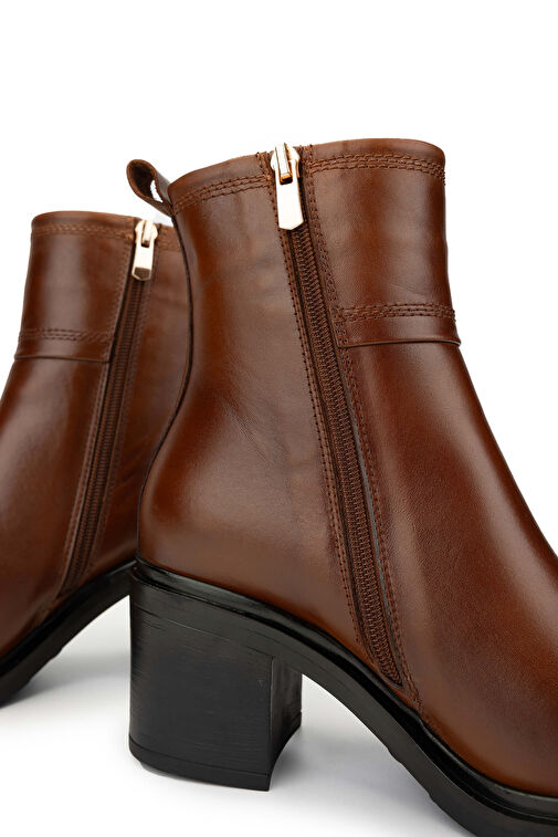 Tamer Tanca Kadın Hakiki Deri Taba Deri Topuklu Bot - Görsel 5